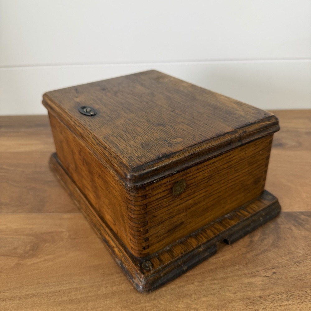 Antique Converted Oak Wall Mount Telephone Bell Ringer Box 295 A Jewelry Box